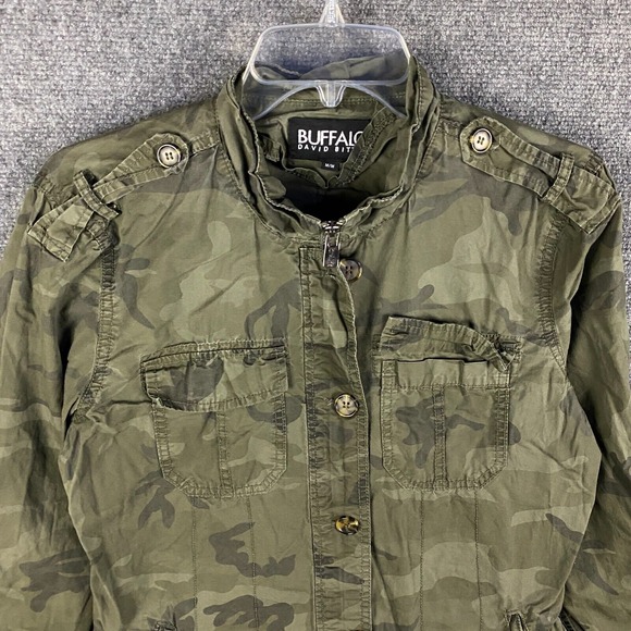 Buffalo‎ David Bitton Military Jacket Women's Medium Camouflage 100% Cotton - Picture 2 of 9